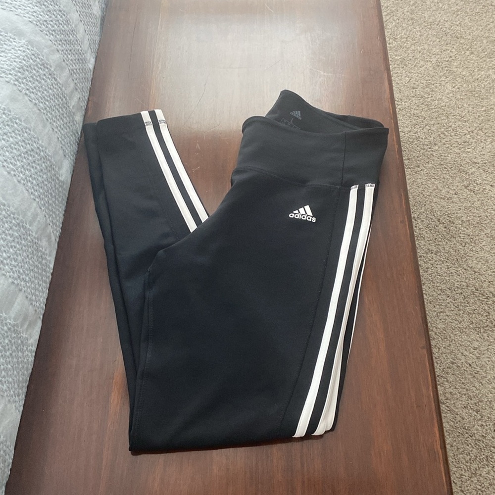 Adidas - Size L - 3 Stripes Black Leggings